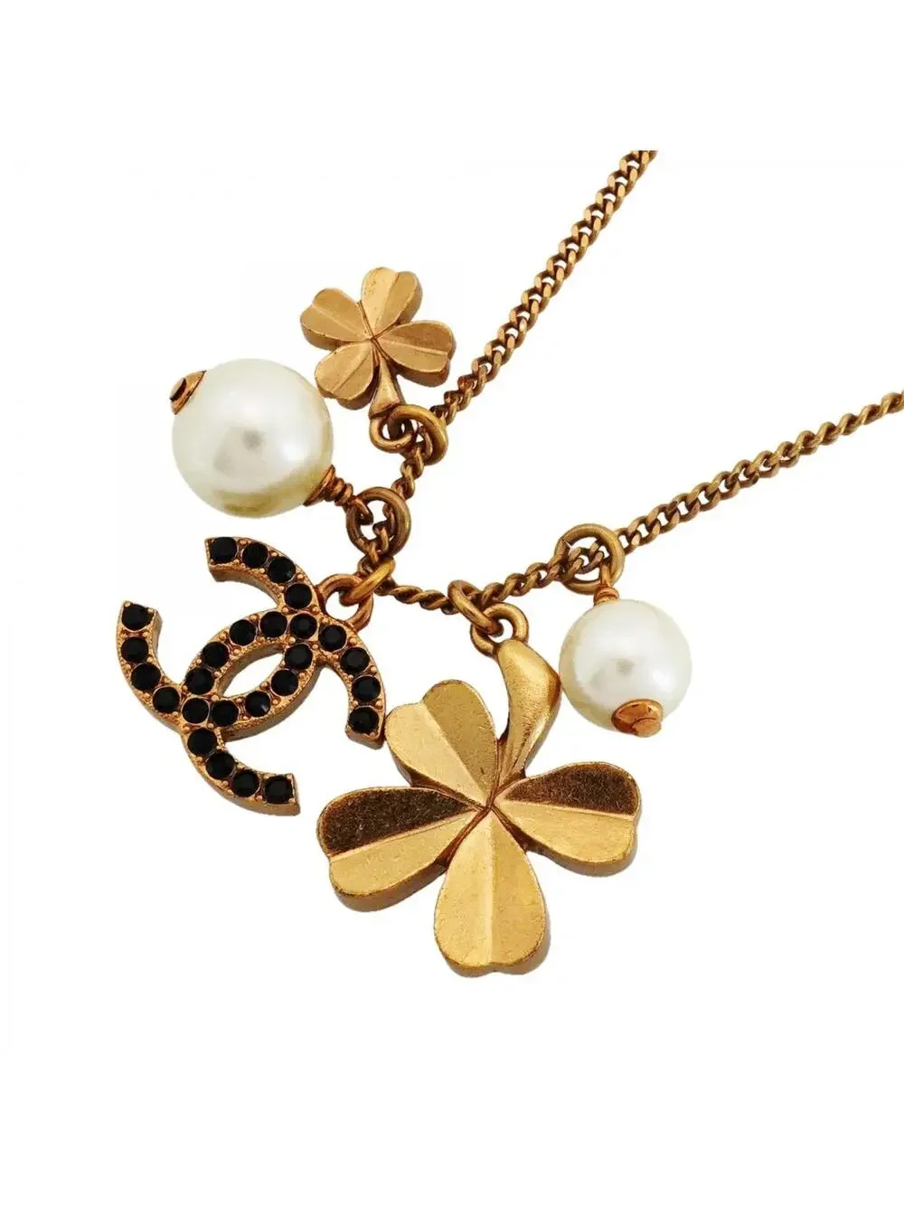 Chanel Cc Logo Clover Pendant Necklace #288078C90B